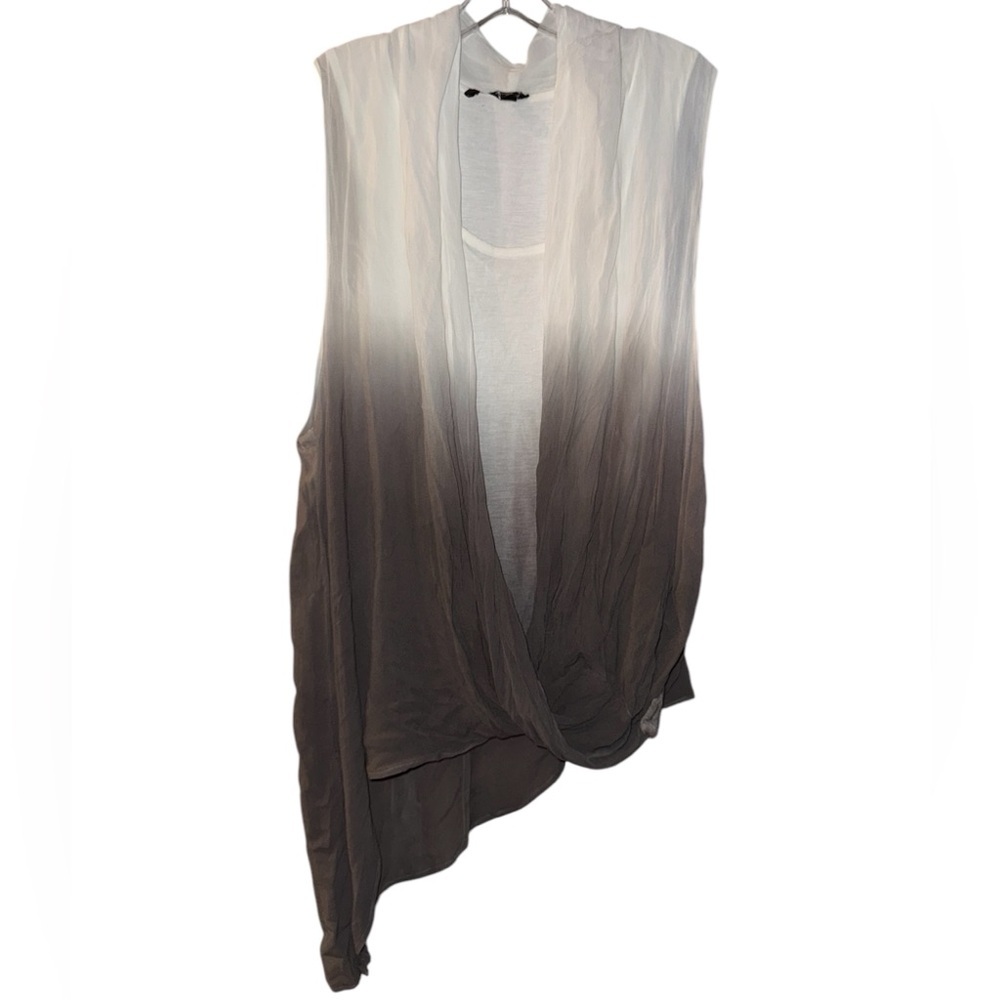 Buffalo David Bitton White Gray Ombre Draped Loose Fit Sleeveless Blouse XS